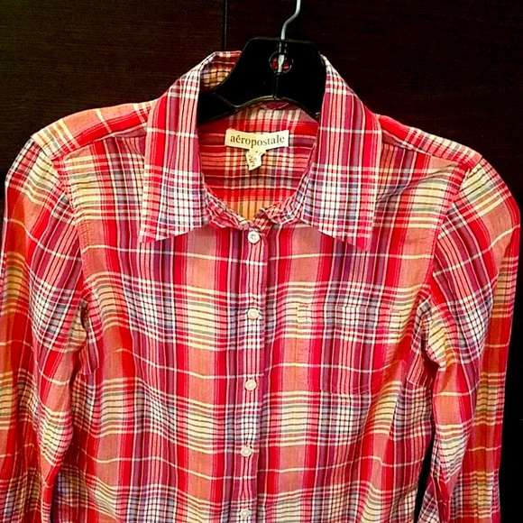 Aeropostale Plaid Cotton Women's shirt SP - Picture 3 of 6